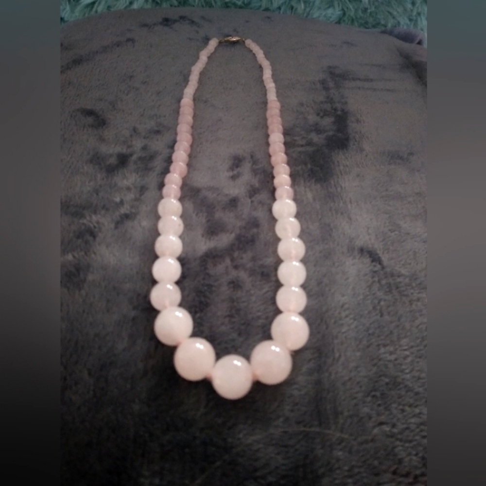 Vintage handmade rose quartz necklace